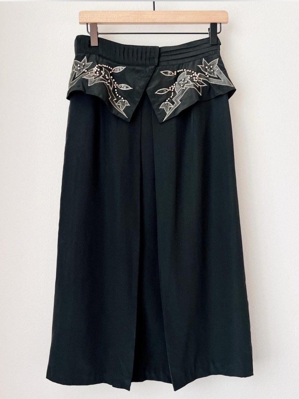 Vintage Cedars Silk Embellished Midi Skirt 90s Festival Statement Rare